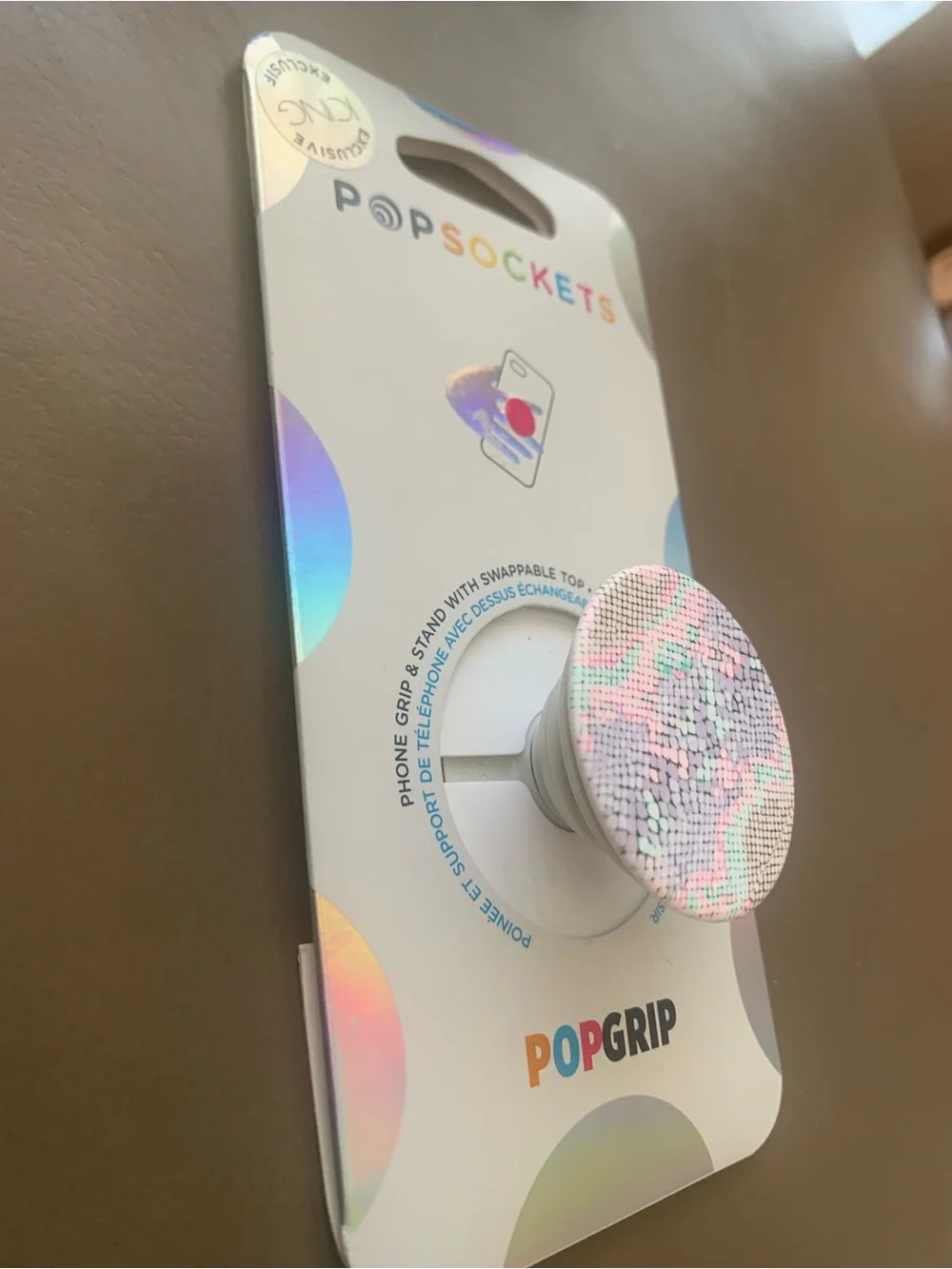 PopSocket PopGrip Sequin Phone Grip in Iridescent Pink and Blue